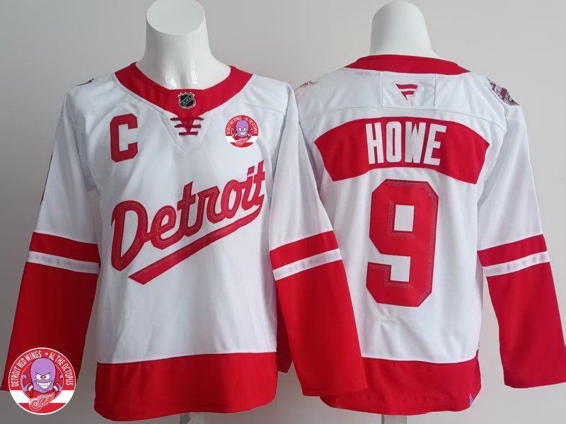Men Detroit Red Wings #9 Howe White 2025 Fanatics Home Premium NHL Jersey style 1->detroit red wings->NHL Jersey